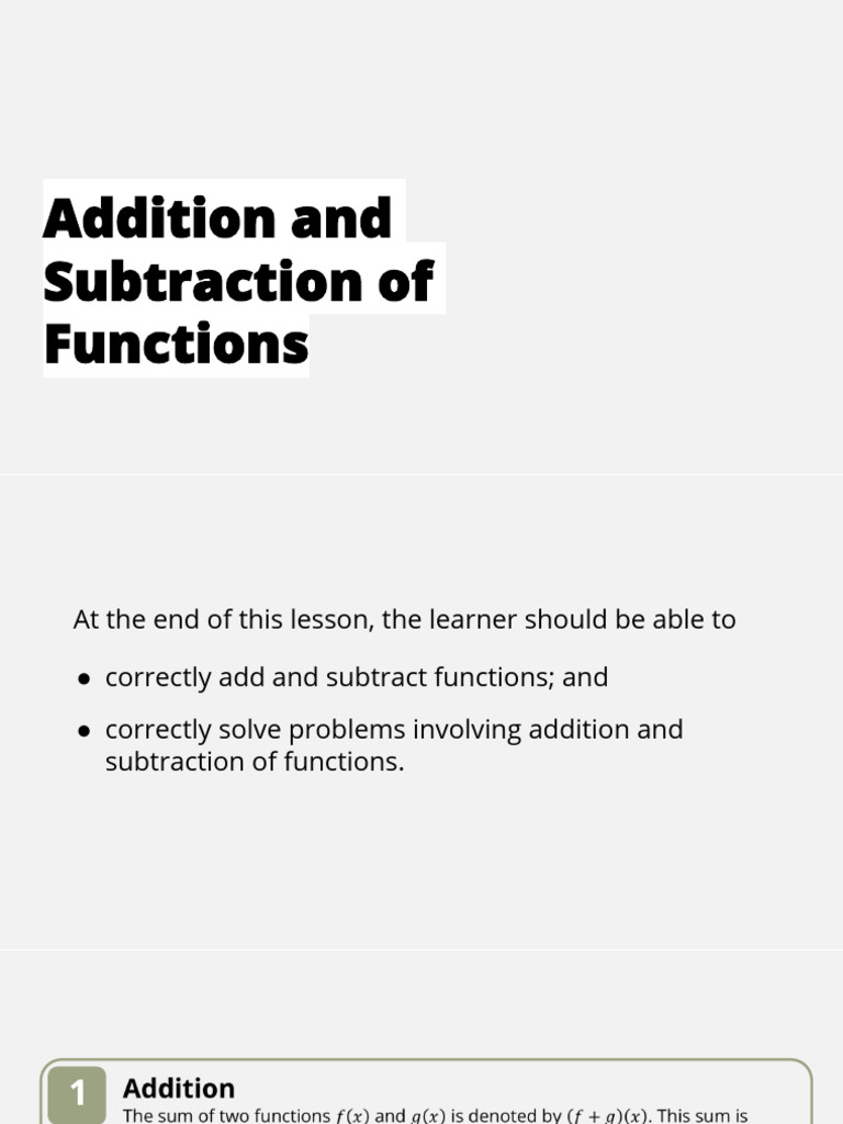 Adding & Subtracting Functions Guide | PDF