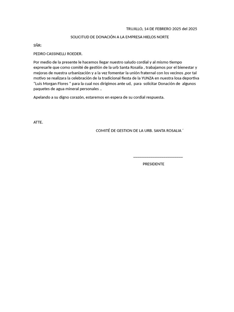 Solicitud de donacion pdf