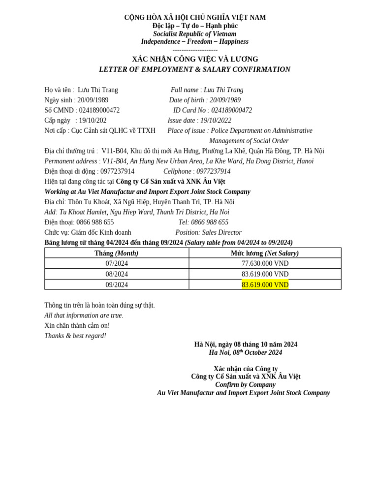 Xac nhan viec lam tieng anh pdf