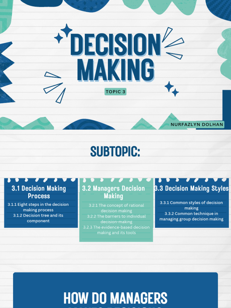 Topic 3 Decision Making | PDF | Decision Making | Evaluation