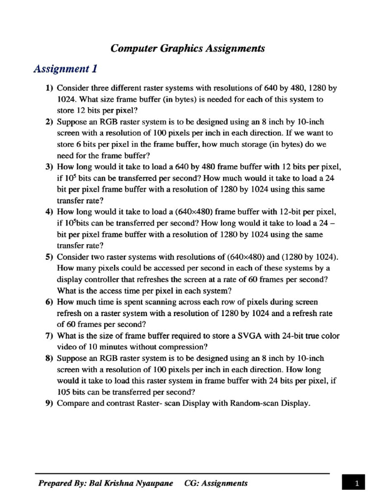 Assignment 1 CG - Ankit Pangeni | PDF
