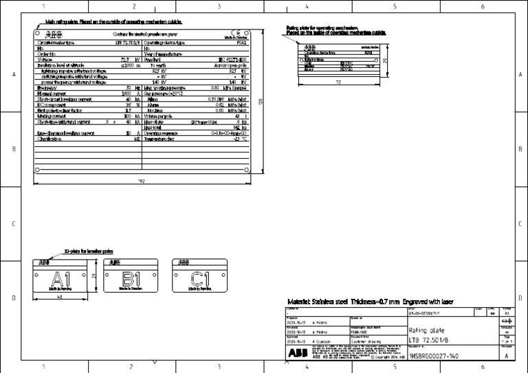 33kV CB Rating Plate | PDF