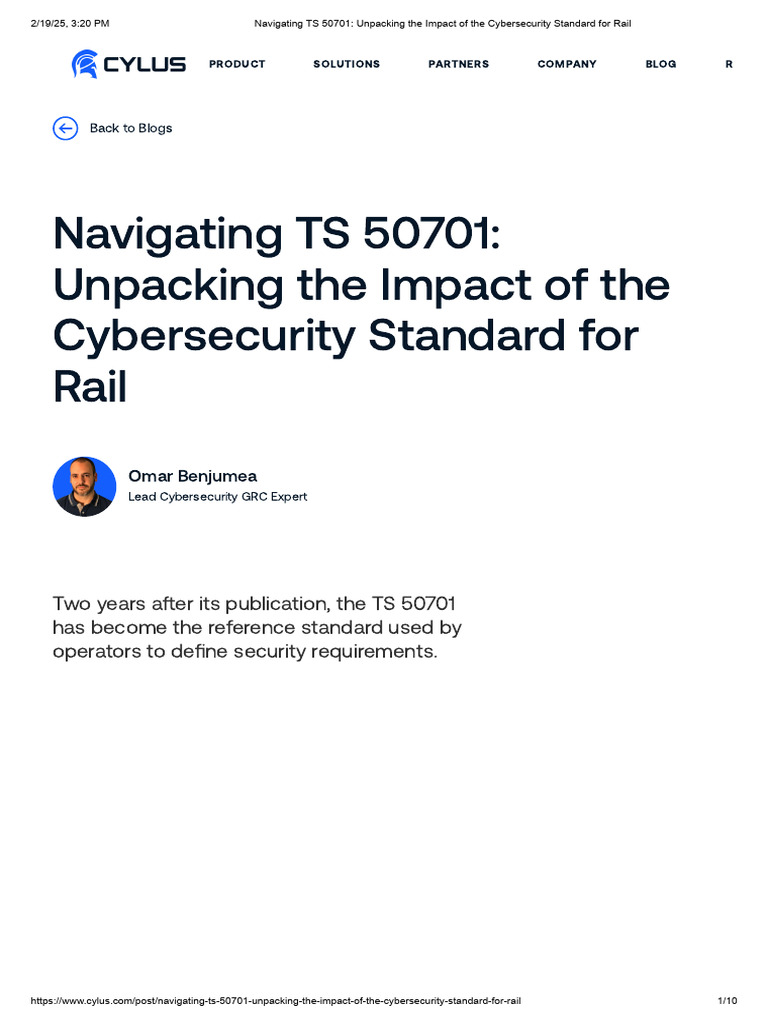 Cylus - Navigating TS 50701 - Unpacking The Impact of The Cybersecurity ...