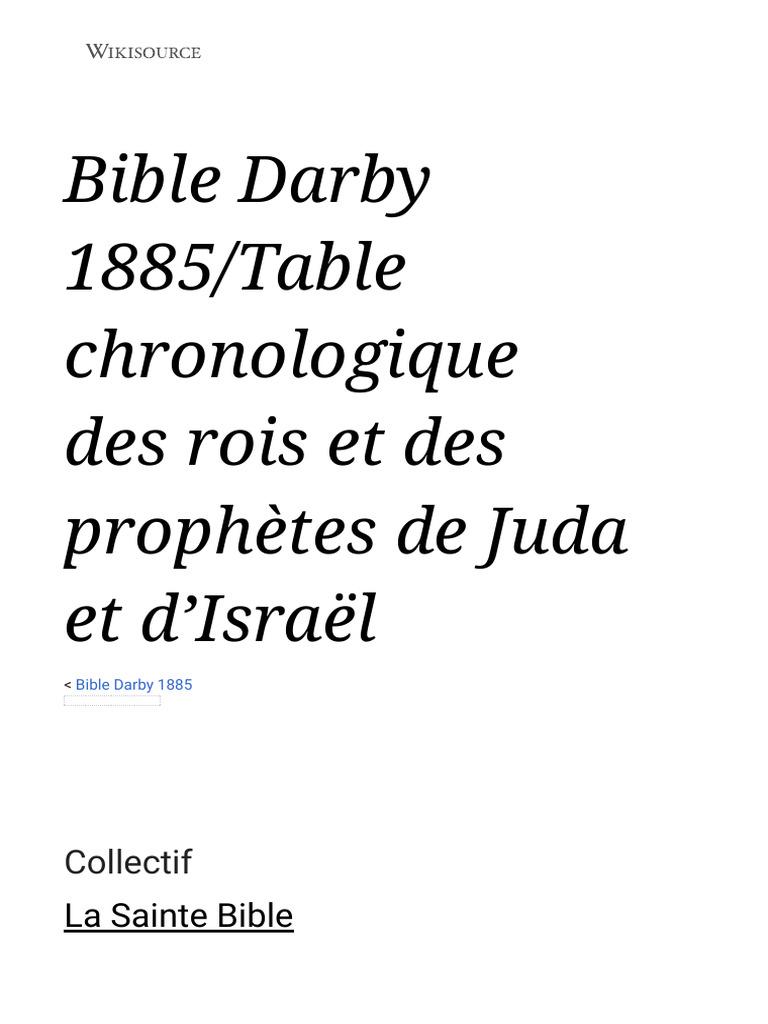 Chronologie des Rois et Prophètes Bibliques | PDF | Bible | Littérature ...
