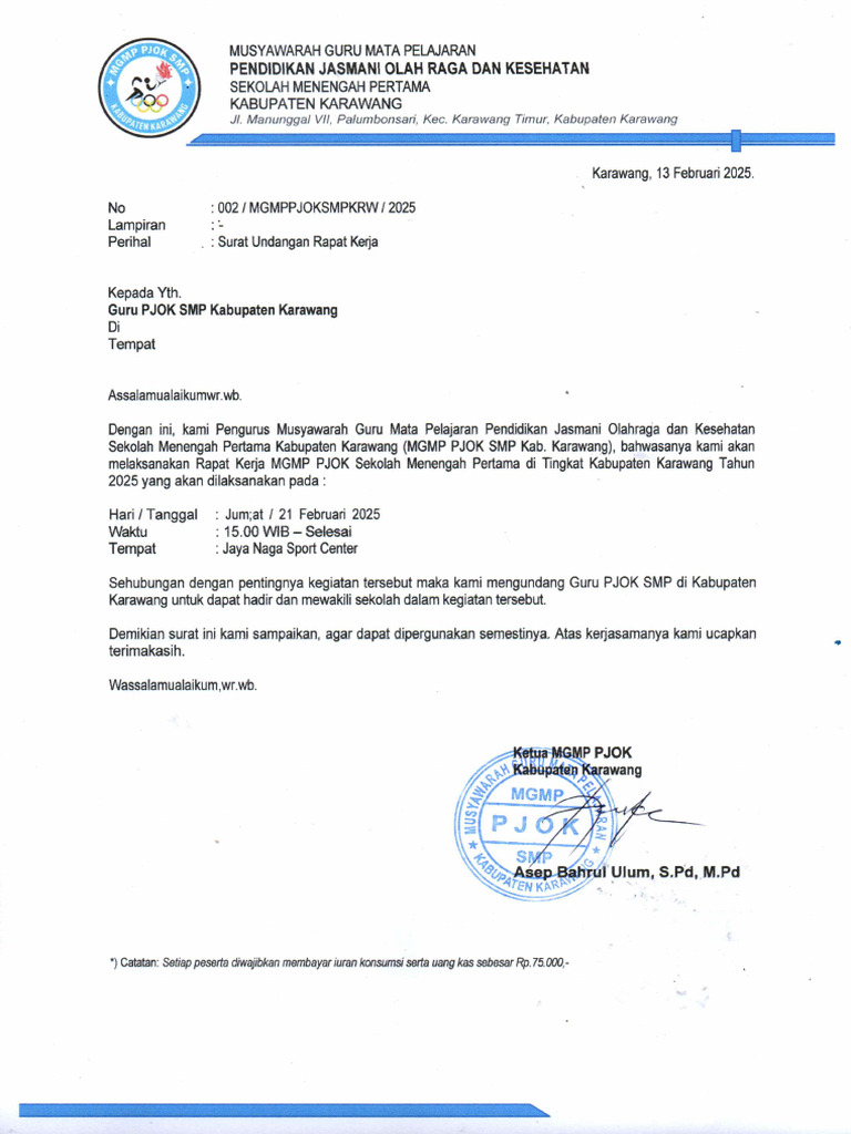 Surat Raker MGMP SMP Kab | PDF