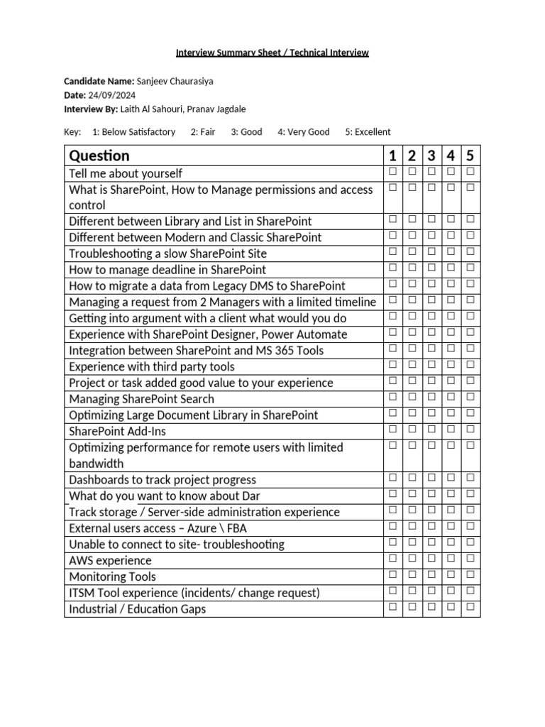 Interview 5 Pdf Share Point Data
