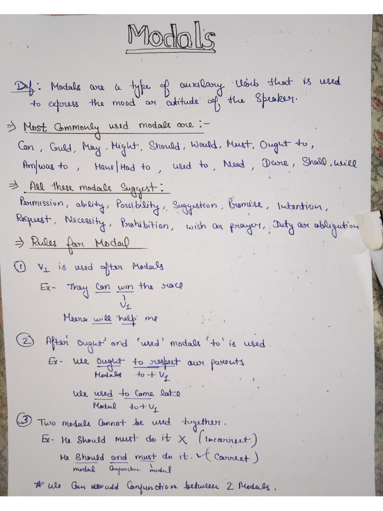 Modals Class 10th Pdf