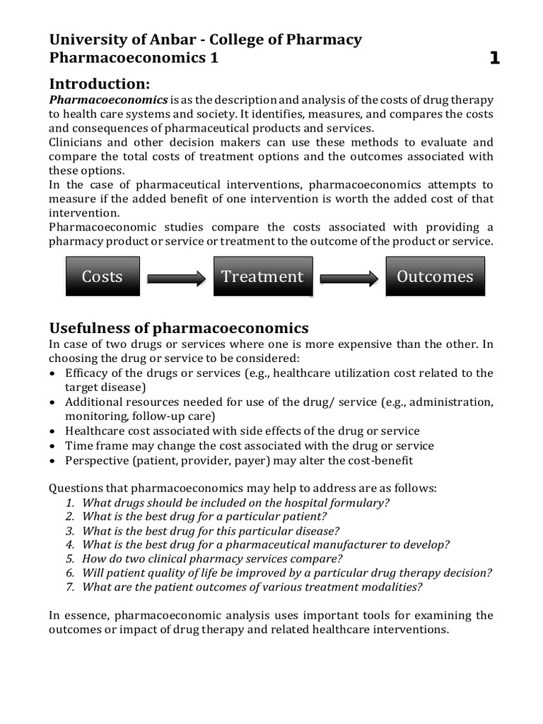 Understanding Pharmacoeconomics in Healthcare | PDF | Cost ...