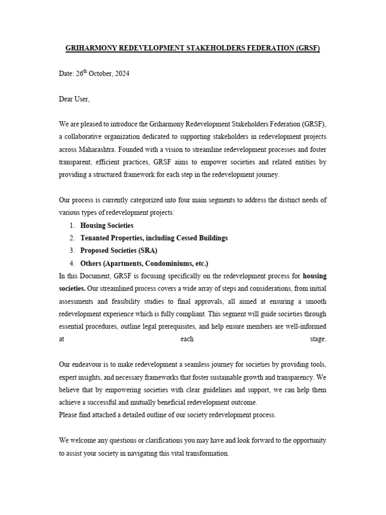 GRSF Guidelines for Housing Society Redevelopment | PDF | Leasehold ...