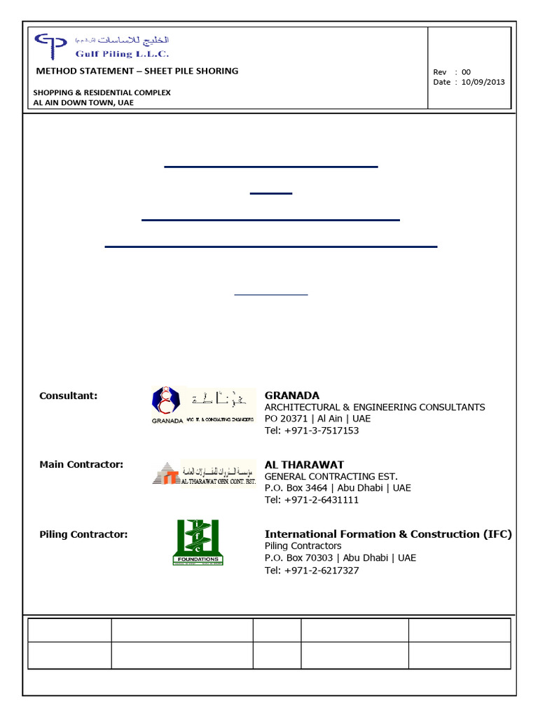 Sheet Pile Shoring Method Statement | PDF | Deep Foundation | United ...