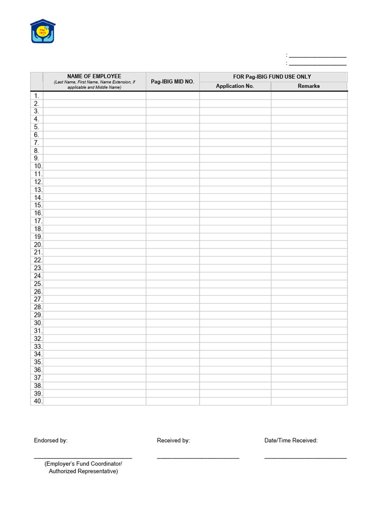 Pag-IBIG Transmittal Slip Template | PDF