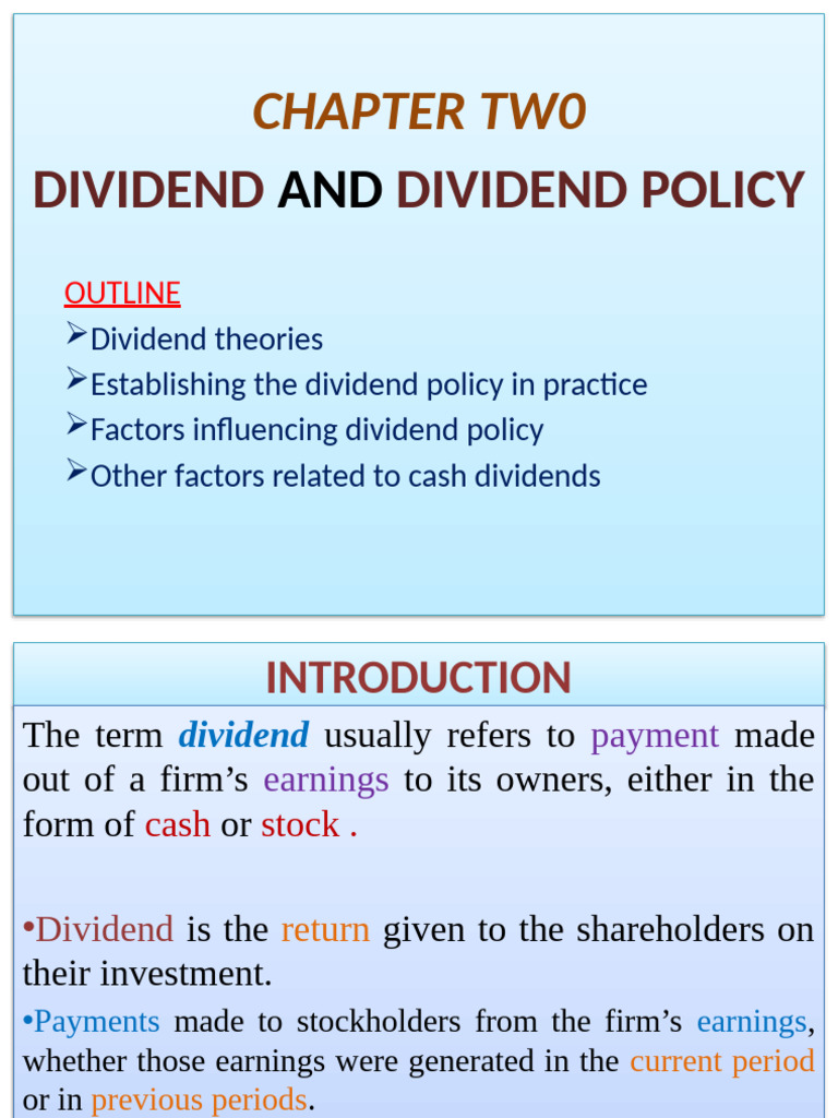 Chapt. 2 Dividend and Dividend Policy | PDF | Dividend | Cost Of Capital