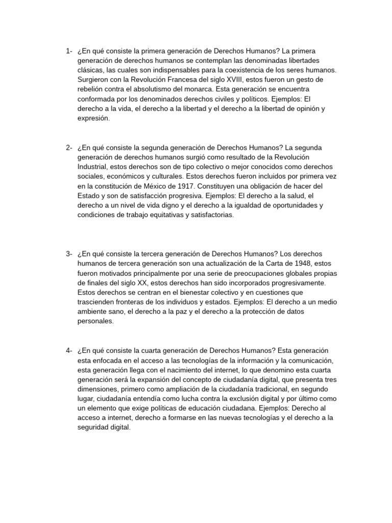 Evolución de las Generaciones de Derechos Humanos | PDF | Derechos ...