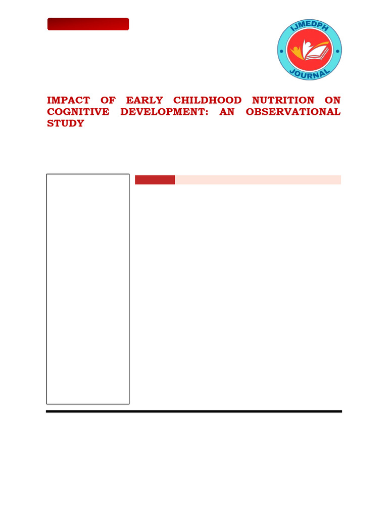 Early Childhood Nutrition and Cognition | PDF | Cognition | Cognitive ...