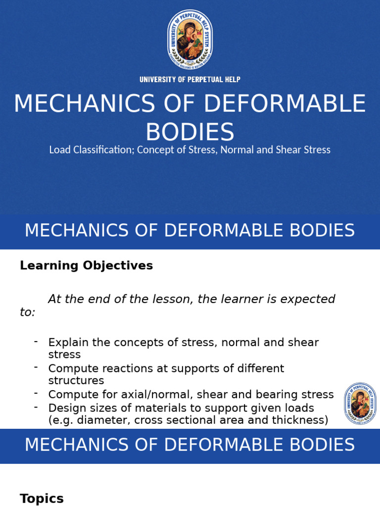 Mechanics of Deformable Bodies Overview | PDF | Stress (Mechanics ...