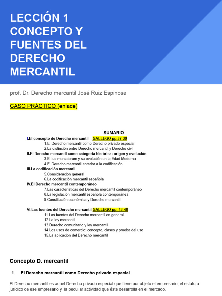 LECCIÓN 1 CONCEPTO Y FUENTES DEL DERECHO MERCANTIL (5) | PDF | Fuentes ...