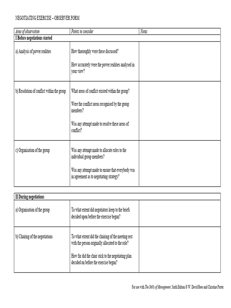 Negotiating Observer Form | PDF | Negotiation | Cognition