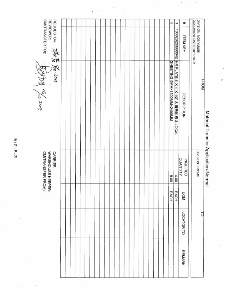 (20151002) Material Application Transfer - 2015-N007 - Sheeting | PDF