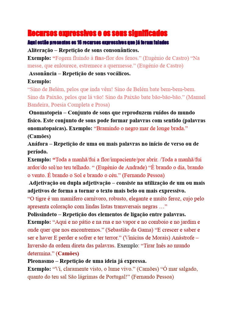 Recursos Expressivos e Seus Significados | PDF