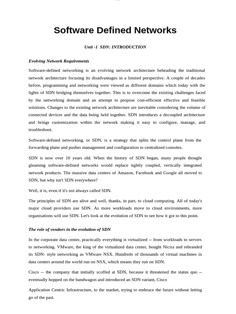 SDN L1 | PDF | Computer Network | Computer Engineering