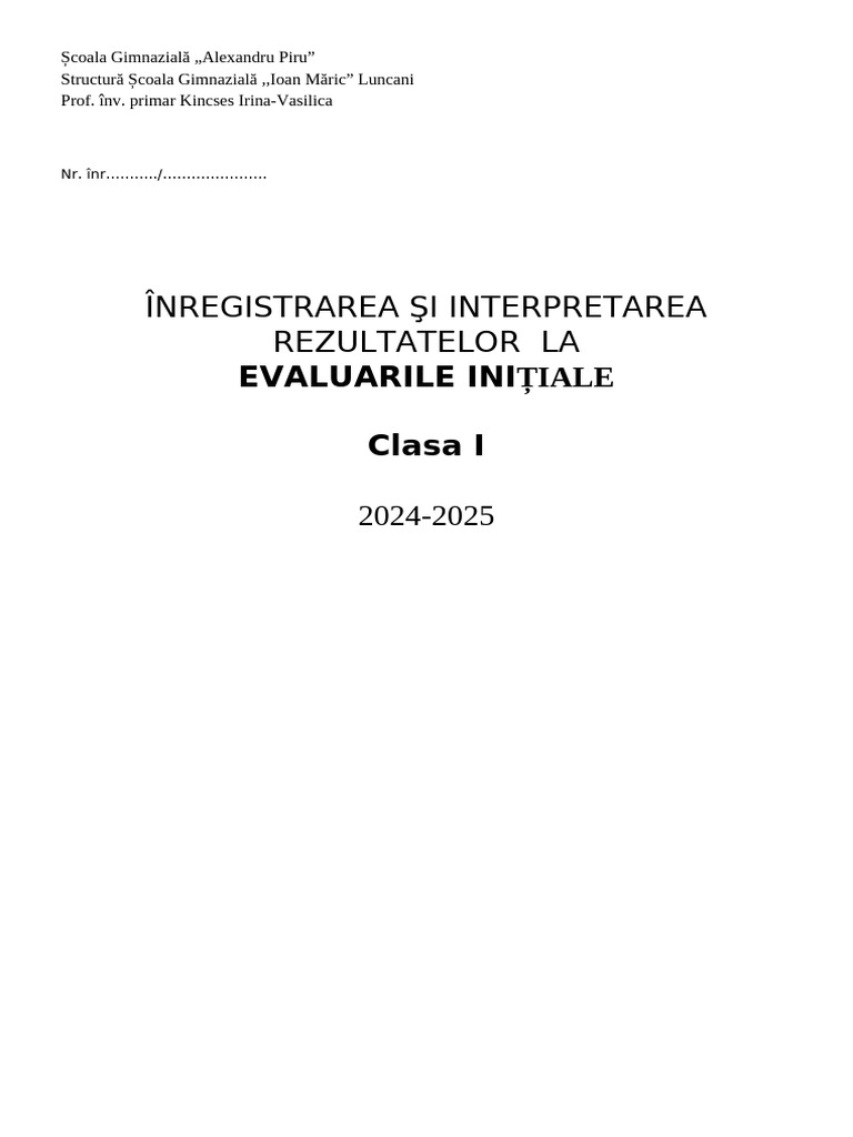 Evaluare Initiala CLASA I | PDF