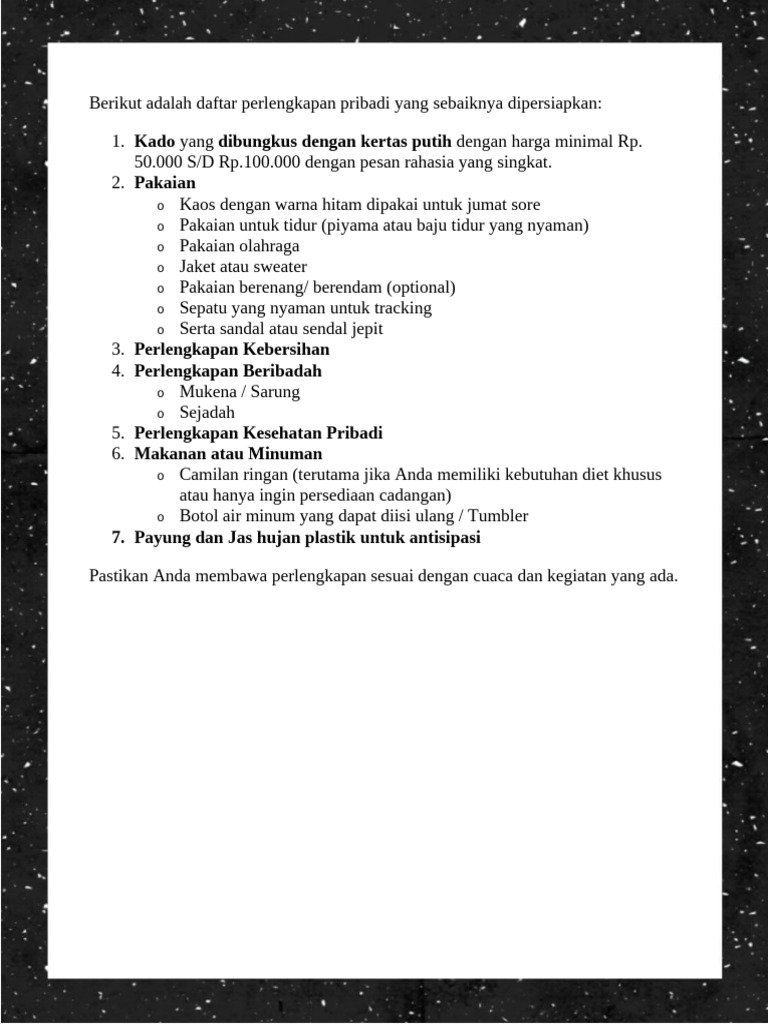 Rundown Acara Team Building Instalasi Farmasi | PDF