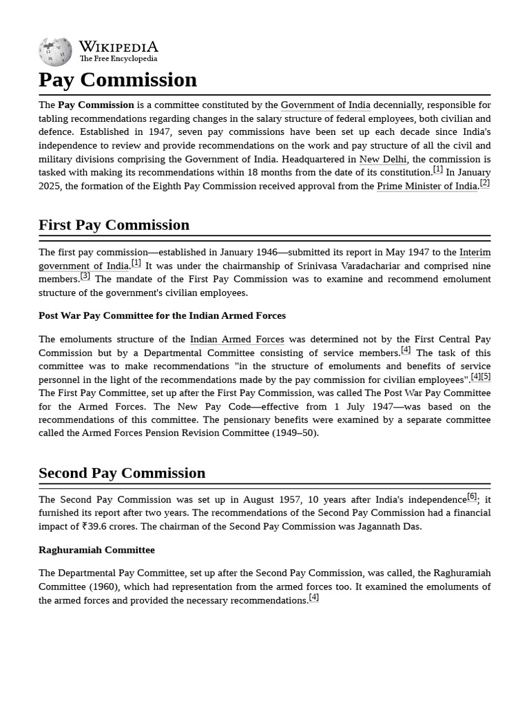 Overview of India's Pay Commissions | PDF | Government Of India ...