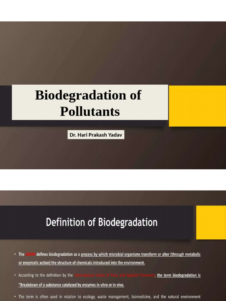 Biodegradation of Pollutants | PDF