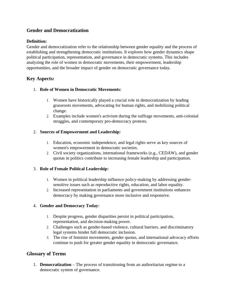 Gender Equality in Democratic Processes | PDF | Democratization | Democracy