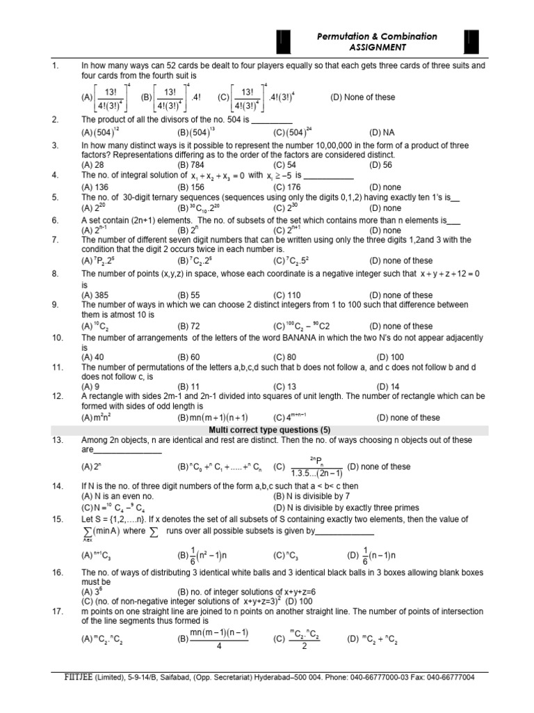 permutation and combinations-2 | PDF | Numbers | Permutation