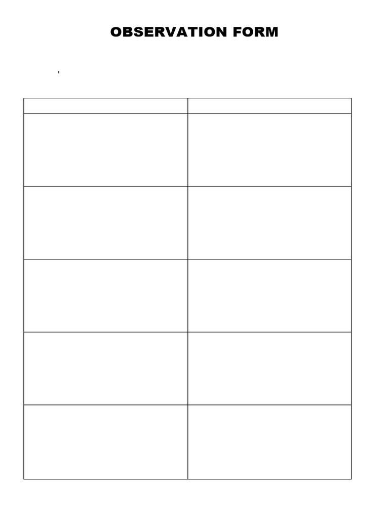 Child Observation Form Template | PDF