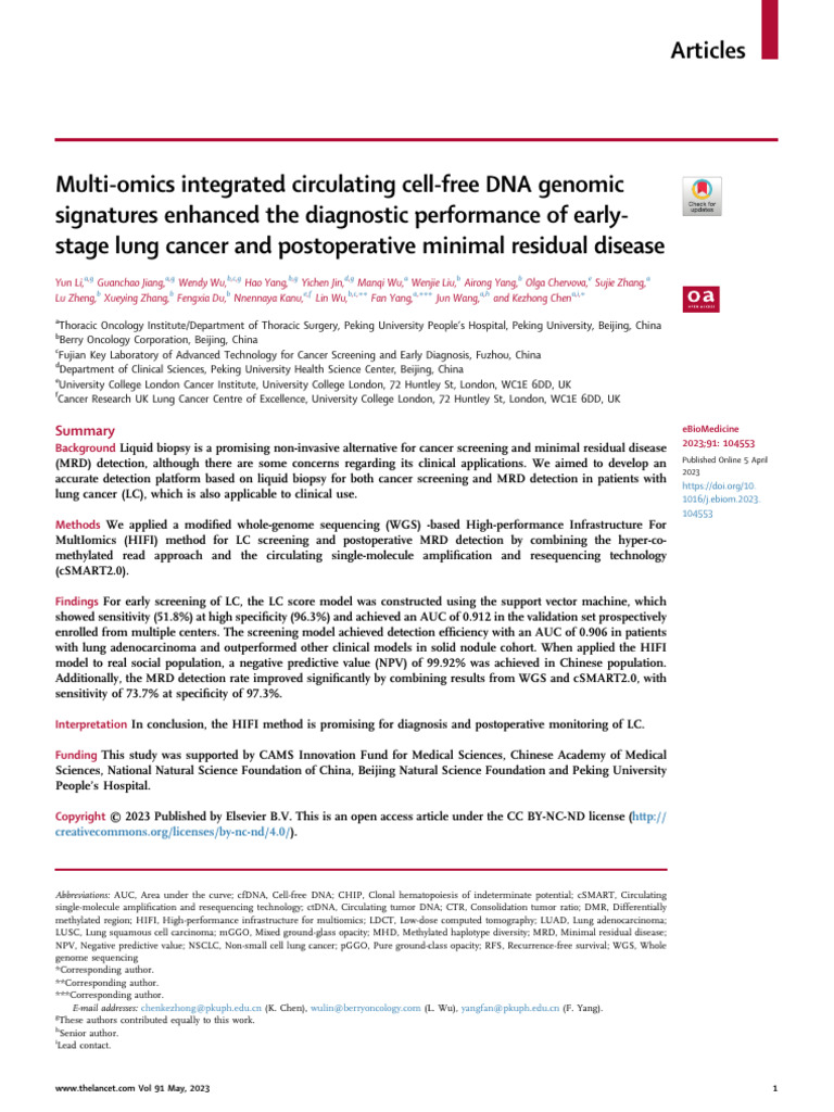 PIIS2352396423001184 | PDF | Whole Genome Sequencing | Cancer
