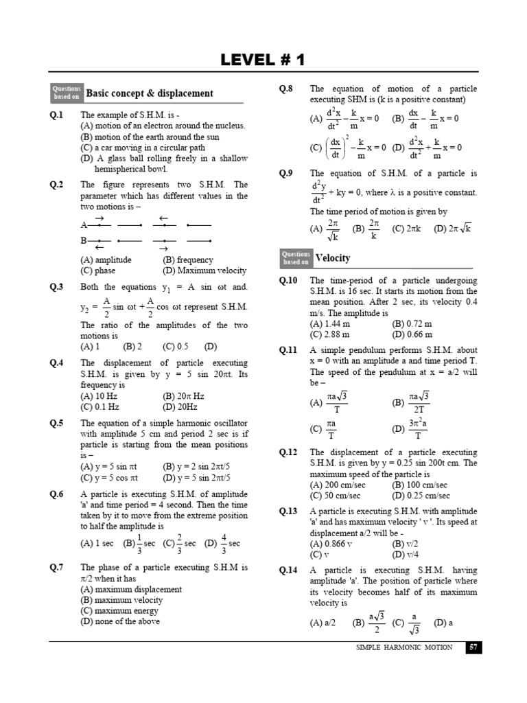 Simple Harmonic Motion Quiz | PDF | Oscillation | Pendulum