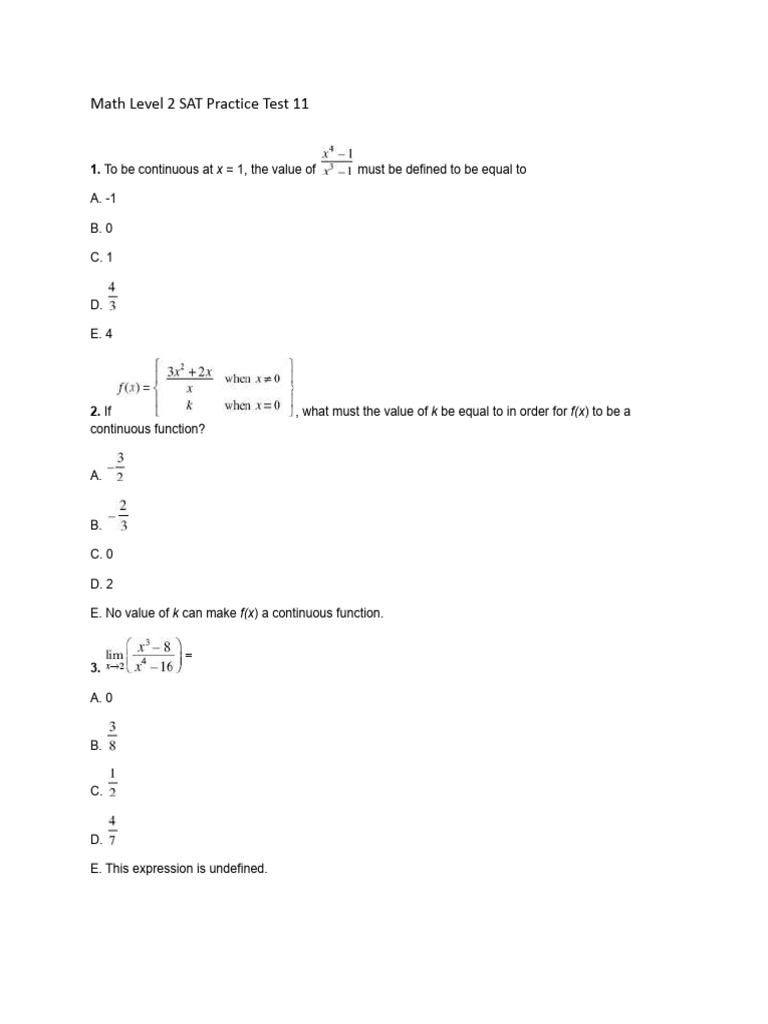 Level 2 SAT Practice Test 11 | PDF