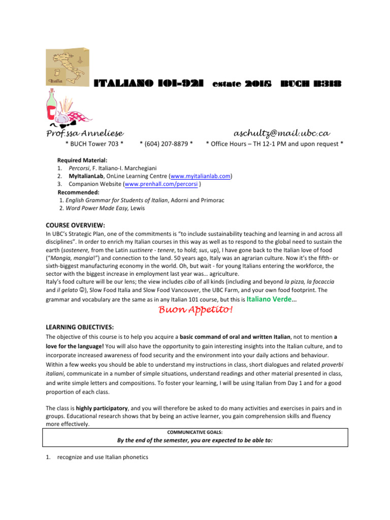 2013-2014 Winter ITAL-101 | PDF | Grammatical Number | Linguistics