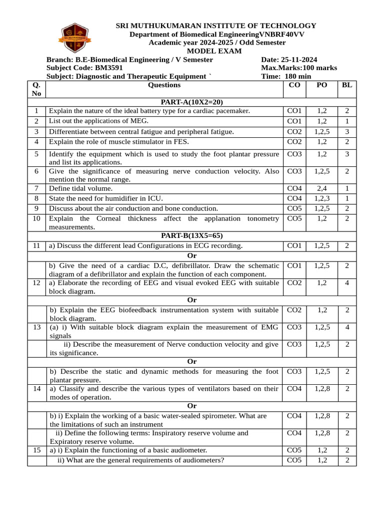 Dte Model Exam QB | PDF | Electroencephalography | Physiology