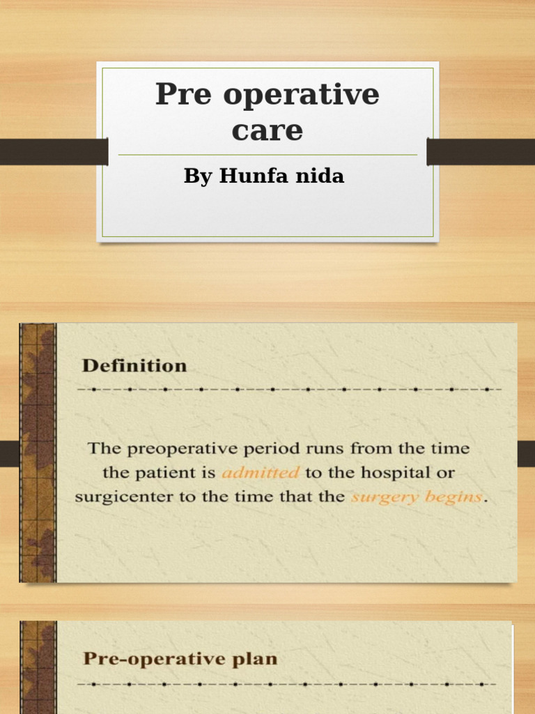 Preoperative Care Guidelines by Hunfa Nida | PDF
