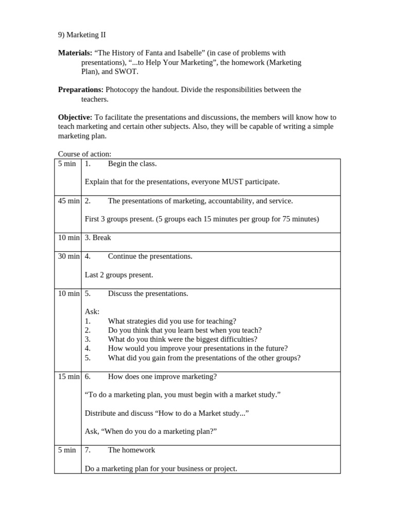 Marketing Plan and SWOT Analysis Guide | PDF | Swot Analysis | Marketing