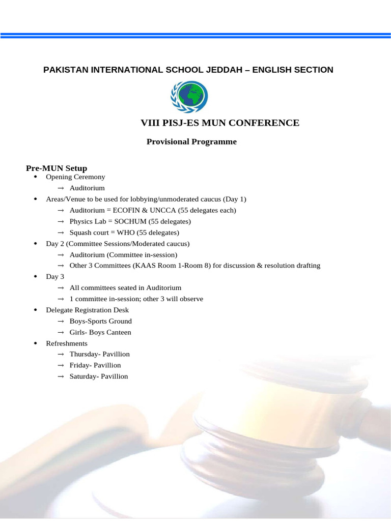 Provisional Program VIII MUN 28452750 | PDF | Government | Meetings