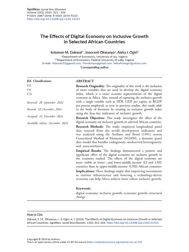 The Effects of Digital Economy On Inclusive Growth | PDF | Economic ...