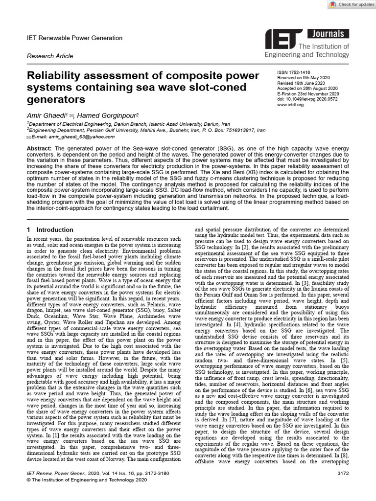 Reliability of Sea Wave Generators | PDF | Reliability Engineering ...