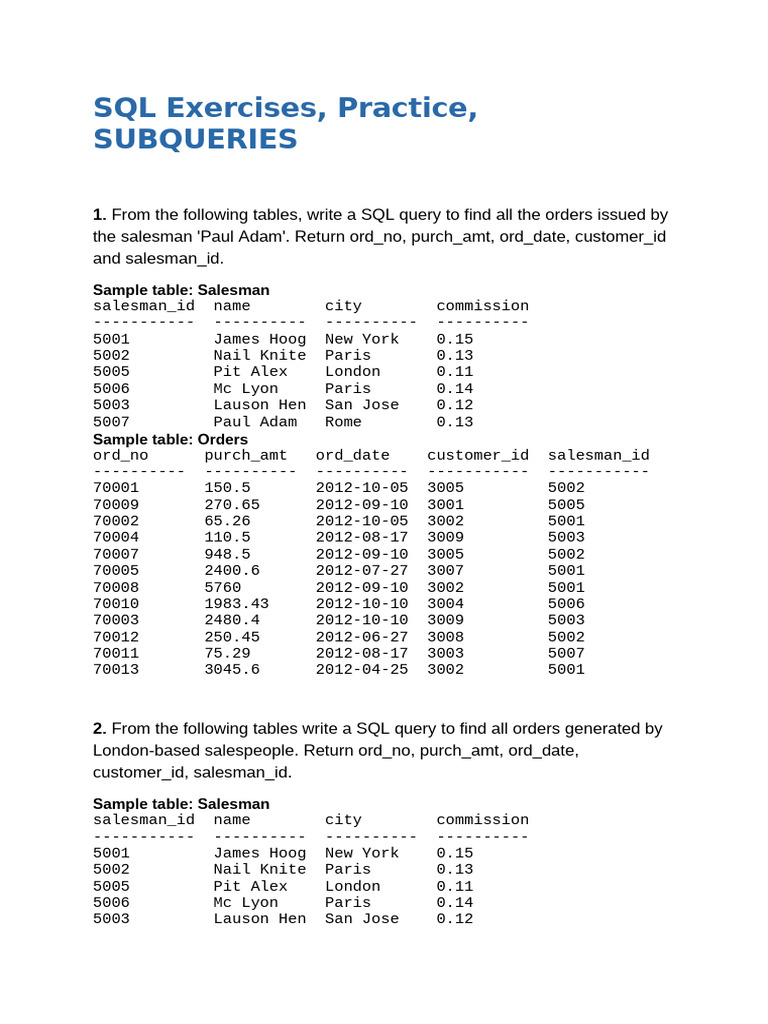SQL Queries for Sales Data Analysis | PDF | Databases | Sql