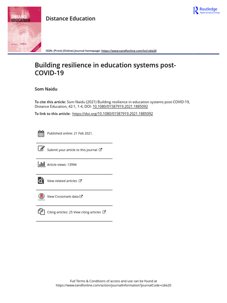 Building Resilience in Education Systems Post-COVID-19 | PDF | Learning ...