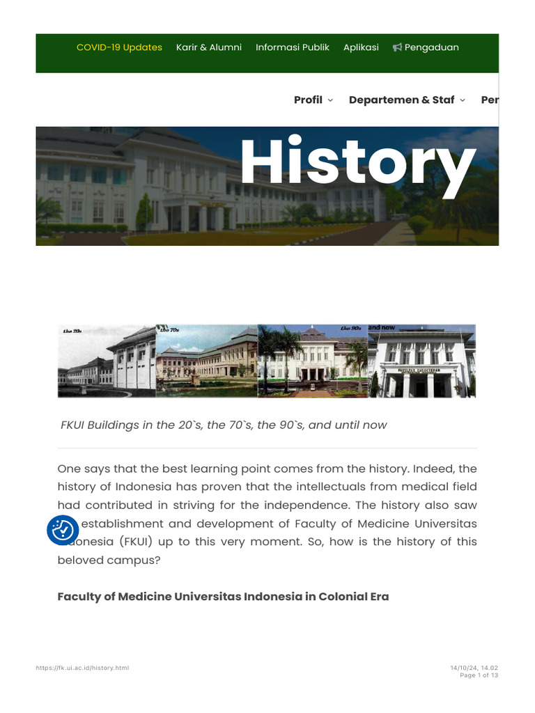 History of FKUI: From Colonization to Now | PDF | Medical Education ...