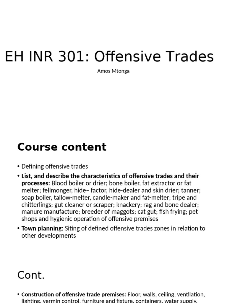 Overview of Offensive Trades Regulations | PDF | Materials