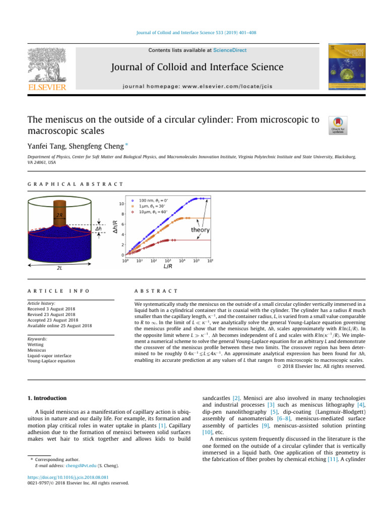 Meniscus Behavior on Circular Cylinders | PDF | Liquids | Applied And ...
