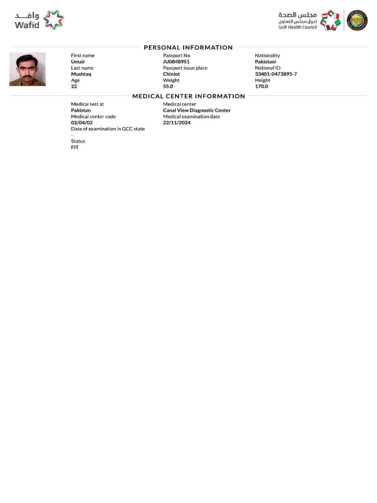 Gcchmc Medical Status Pakistan