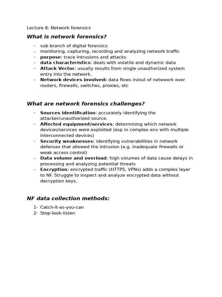 Network Forensics: Techniques & Challenges | PDF | Denial Of Service ...