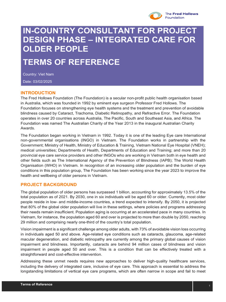 Integrated Care Project for Older People | PDF | Visual Impairment