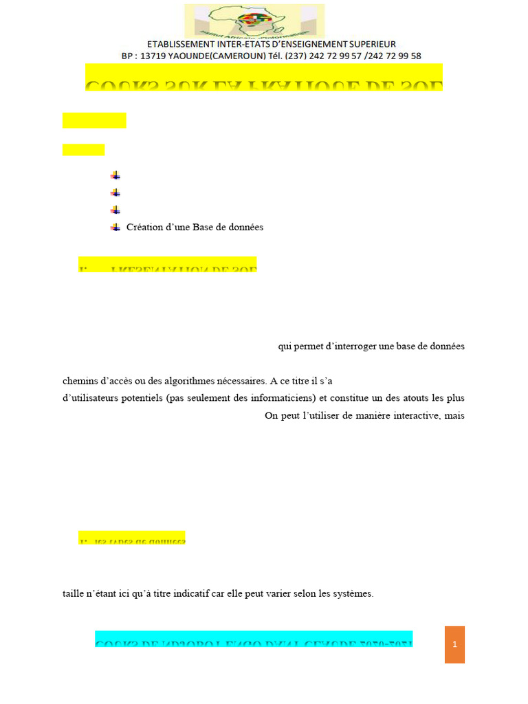 Cours Pratique de SQL 2020-2021 | PDF | SQL | Recherche d'information